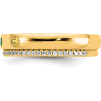 14K Yellow Gold 3 Birthstone and Diamond Mother's Ring Semi-mount with Round Prong Set Diamonds by Oro Pregiato