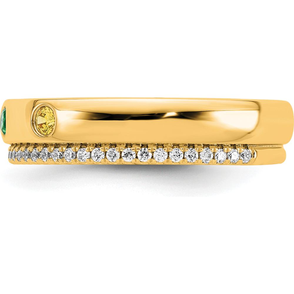 14K Yellow Gold 3 Birthstone and Diamond Mother's Ring Semi-mount with Round Prong Set Diamonds by Oro Pregiato