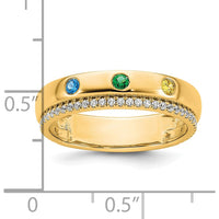14K Yellow Gold 3 Birthstone and Diamond Mother's Ring Semi-mount with Round Prong Set Diamonds by Oro Pregiato