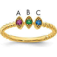14K Yellow Gold 3-Birthstone Mother's Ring with Marquise Cut Stones by Oro Pregiato