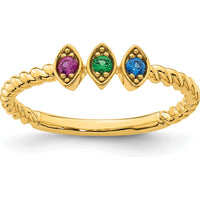 14K Yellow Gold 3-Birthstone Mother's Ring with Marquise Cut Stones by Oro Pregiato