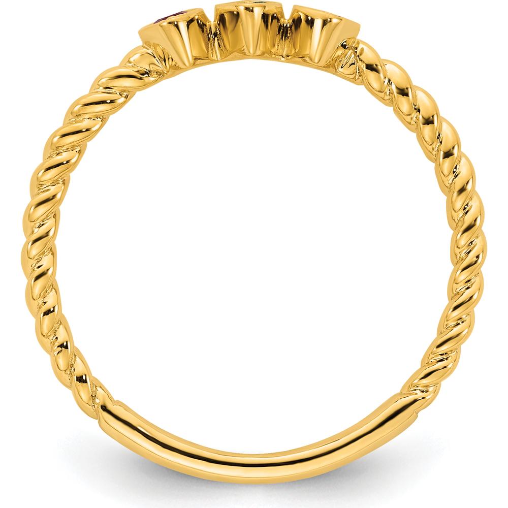 14K Yellow Gold 3-Birthstone Mother's Ring with Marquise Cut Stones by Oro Pregiato