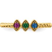 14K Yellow Gold 3-Birthstone Mother's Ring with Marquise Cut Stones by Oro Pregiato