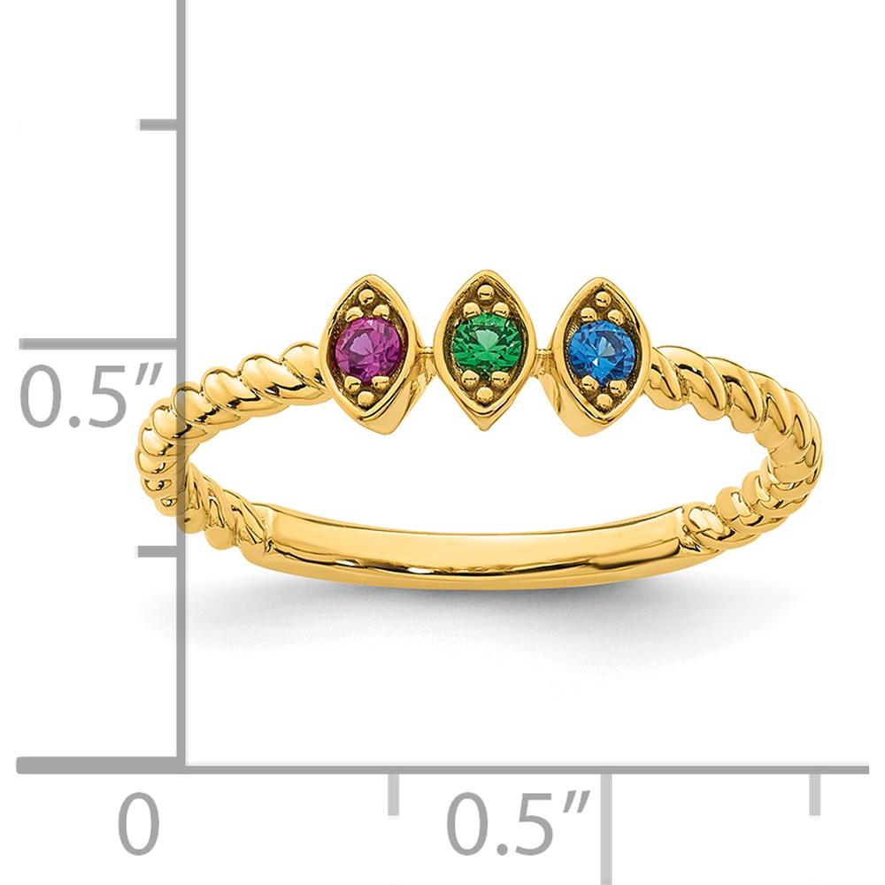 14K Yellow Gold 3-Birthstone Mother's Ring with Marquise Cut Stones by Oro Pregiato