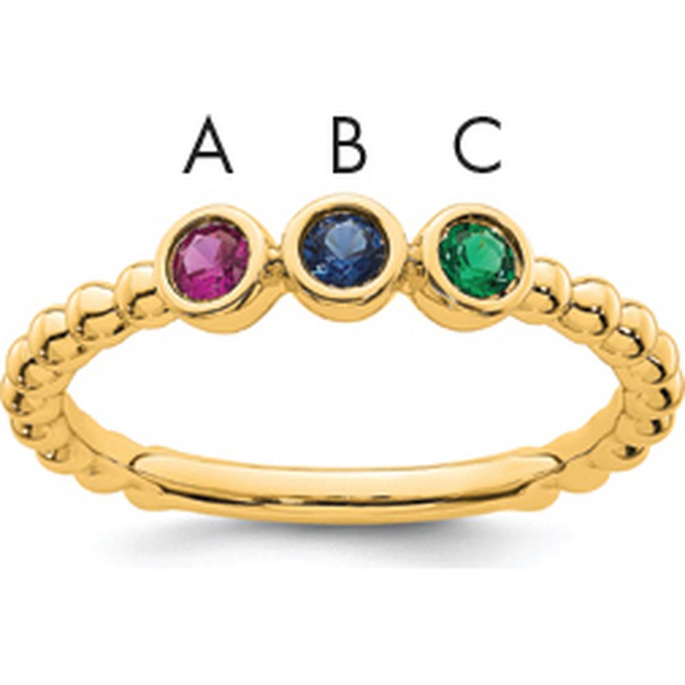 14K Yellow Gold 3 Birthstone Ring with Ruby, Sapphire, and Emerald - 0.75 Carat Total Gemstone Weight by Oro Pregiato