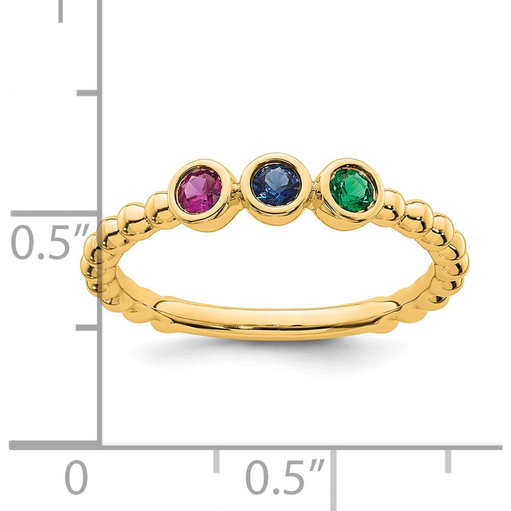 14K Yellow Gold 3 Birthstone Ring with Ruby, Sapphire, and Emerald - 0.75 Carat Total Gemstone Weight by Oro Pregiato