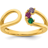 14K Yellow Gold 3 Birthstone Wrap Mother's Ring with Prong Set Ruby, Sapphire, and Emerald Stones by Oro Pregiato