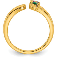 14K Yellow Gold 3 Birthstone Wrap Mother's Ring with Prong Set Ruby, Sapphire, and Emerald Stones by Oro Pregiato