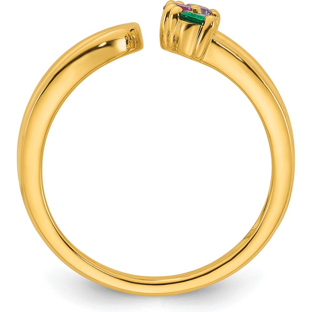 14K Yellow Gold 3 Birthstone Wrap Mother's Ring with Prong Set Ruby, Sapphire, and Emerald Stones by Oro Pregiato