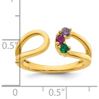 14K Yellow Gold 3 Birthstone Wrap Mother's Ring with Prong Set Ruby, Sapphire, and Emerald Stones by Oro Pregiato