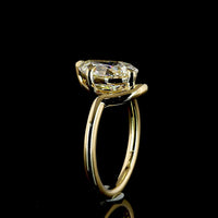 14K Yellow Gold 3 Carat Pear Shape Solitaire Ring with Inclined Setting and IGI Certified Lab Grown F VVS2 Diamond - Covaloro Fine Jewelry