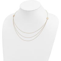 14K Yellow Gold 3-Layer Ropa Chain Bib Necklace with Textured Circles - 16" Length + 2" Extender by Oro Pregiato