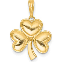 14K Yellow Gold 3-Leaf Clover Charm with White Rhodium Accents by Oro Pregiato