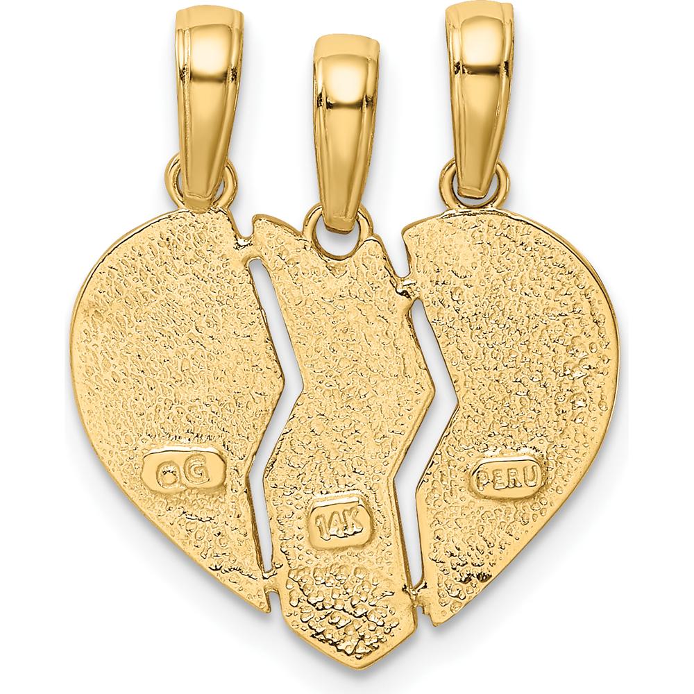 14K Yellow Gold 3-Piece Big Sis-Lil Sis-Mom Charm Pendant with Textured Detailing by Oro Pregiato