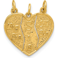 14K Yellow Gold 3-Piece Break-Apart "Big Sis" and "Lil Sis" Pendant Charm Set by Oro Pregiato