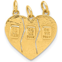 14K Yellow Gold 3-Piece Break-Apart "Big Sis" and "Lil Sis" Pendant Charm Set by Oro Pregiato