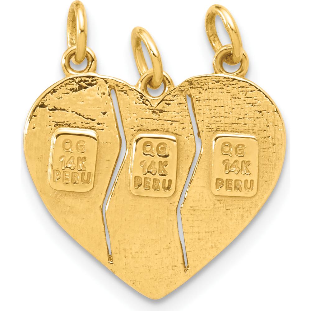 14K Yellow Gold 3-Piece Break-Apart "Big Sis" and "Lil Sis" Pendant Charm Set by Oro Pregiato