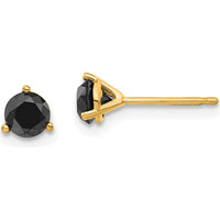 14K Yellow Gold 3-Prong Set Round Black Diamond Stud Earrings - 0.4 Carat Total Diamond Weight by 0