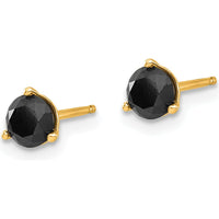 14K Yellow Gold 3-Prong Set Round Black Diamond Stud Earrings - 0.4 Carat Total Diamond Weight by 0