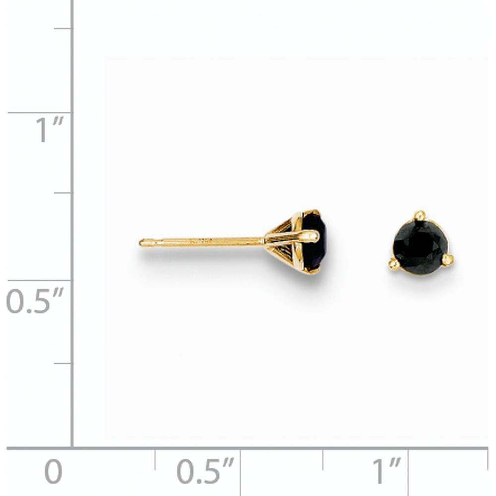 14K Yellow Gold 3-Prong Set Round Black Diamond Stud Earrings - 0.4 Carat Total Diamond Weight by 0