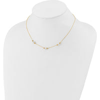 14K Yellow Gold 3-Station Freshwater Pearl Necklace with Beads - 16" + 2" Extender by Monteluci Fine Jewelry