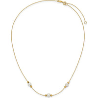 14K Yellow Gold 3-Station Freshwater Pearl Necklace with Beads - 16" + 2" Extender by Monteluci Fine Jewelry