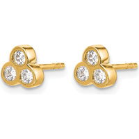 14K Yellow Gold 3-Stone Diamond Earrings with Round Diamonds - 0.06 Carats Total Diamond Weight by Monteluci Fine Jewelry