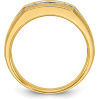 14K Yellow Gold 3-Stone Diamond Ring with Polished Satin and Rhodium Grooves - 0.17 Carats Total Diamond Weight by IBGoodman