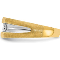 14K Yellow Gold 3-Stone Diamond Ring with Polished Satin and Rhodium Grooves - 0.17 Carats Total Diamond Weight by IBGoodman