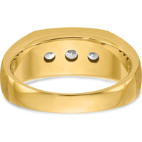 14K Yellow Gold 3-Stone Diamond Ring with Polished Satin and Rhodium Grooves - 0.17 Carats Total Diamond Weight by IBGoodman