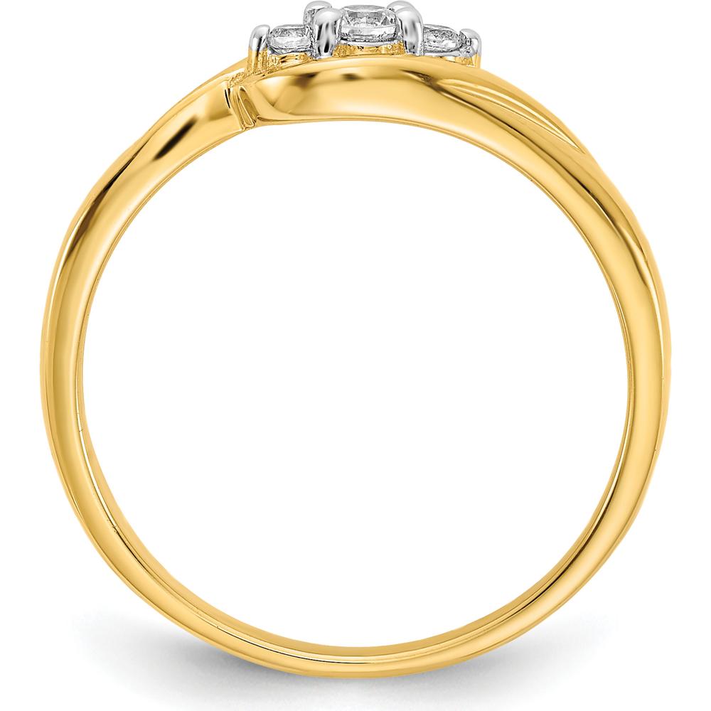 14K Yellow Gold 3-Stone Diamond Ring with Round Natural Diamonds - 0.10 Carat Total Diamond Weight by 0