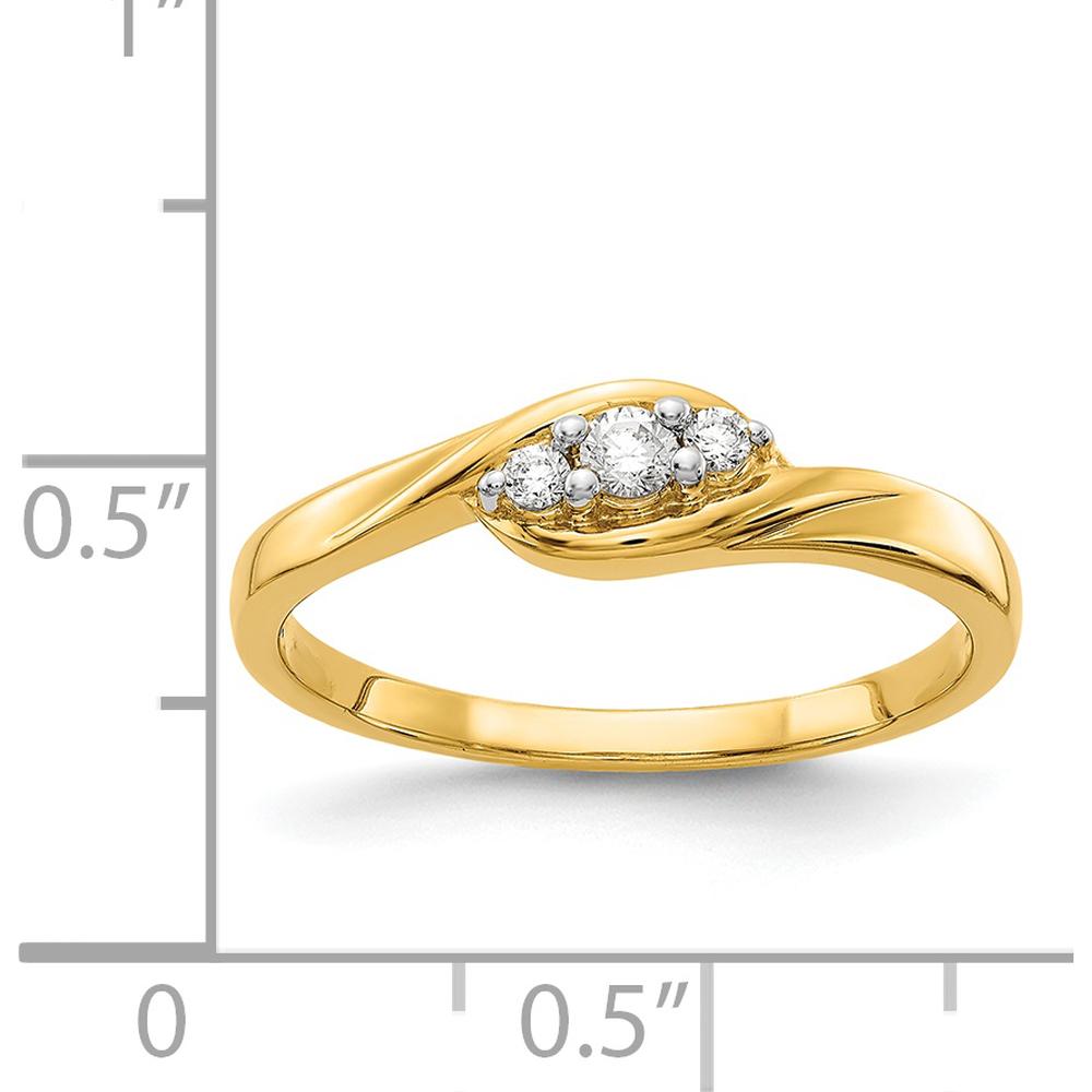 14K Yellow Gold 3-Stone Diamond Ring with Round Natural Diamonds - 0.10 Carat Total Diamond Weight by 0
