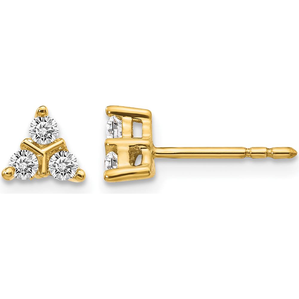 14K Yellow Gold 3-Stone Diamond Triangle Earrings - 0.12 Carats Total Diamond Weight by Monteluci Fine Jewelry