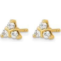 14K Yellow Gold 3-Stone Diamond Triangle Earrings - 0.12 Carats Total Diamond Weight by Monteluci Fine Jewelry