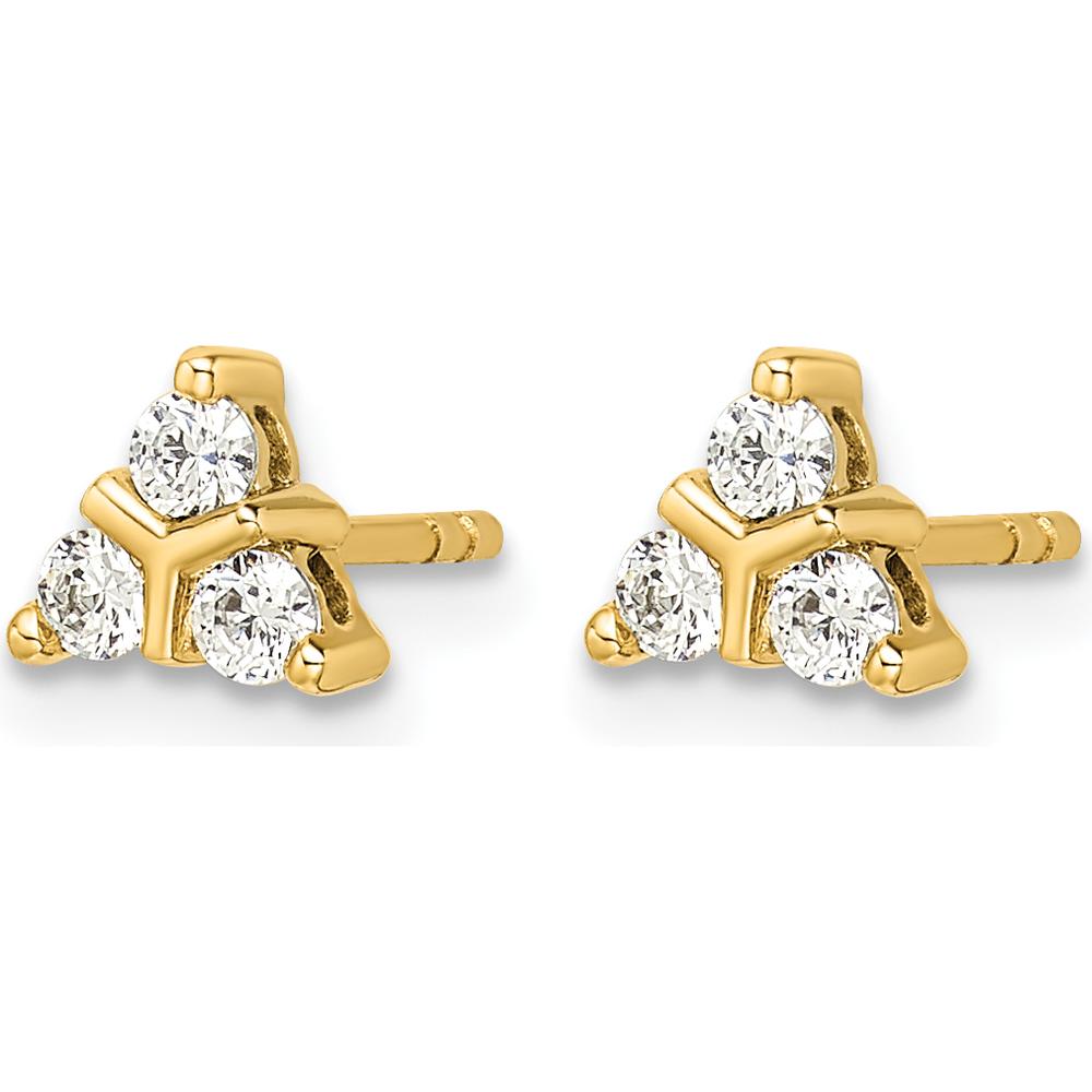 14K Yellow Gold 3-Stone Diamond Triangle Earrings - 0.12 Carats Total Diamond Weight by Monteluci Fine Jewelry