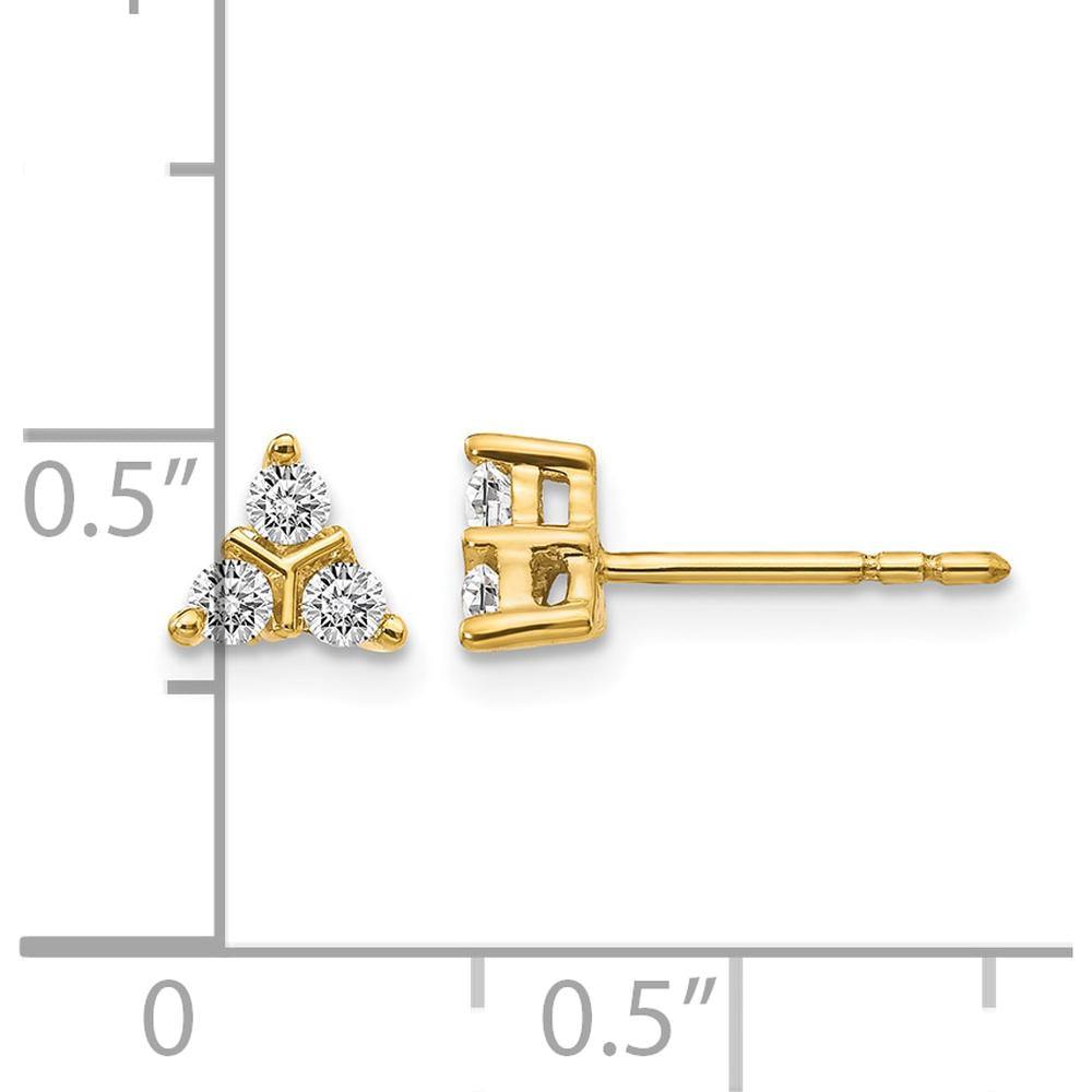 14K Yellow Gold 3-Stone Diamond Triangle Earrings - 0.12 Carats Total Diamond Weight by Monteluci Fine Jewelry