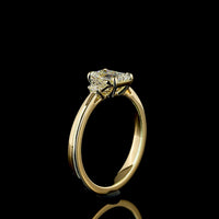 14K Yellow Gold 3-Stone Emerald Cut Lab Diamond Ring with Trapezoid Side Stones - 1.26 Carat Total Weight (E VVS2 Center) - Covaloro Fine Jewelry