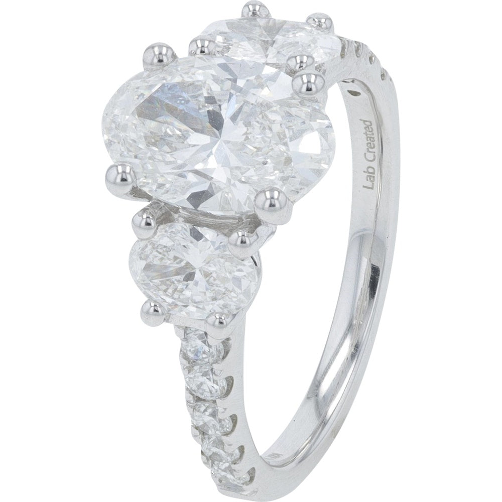 14K Yellow Gold 3-Stone Engagement Ring with Lab Grown Diamonds - 3.00 Carat Total Diamond Weight