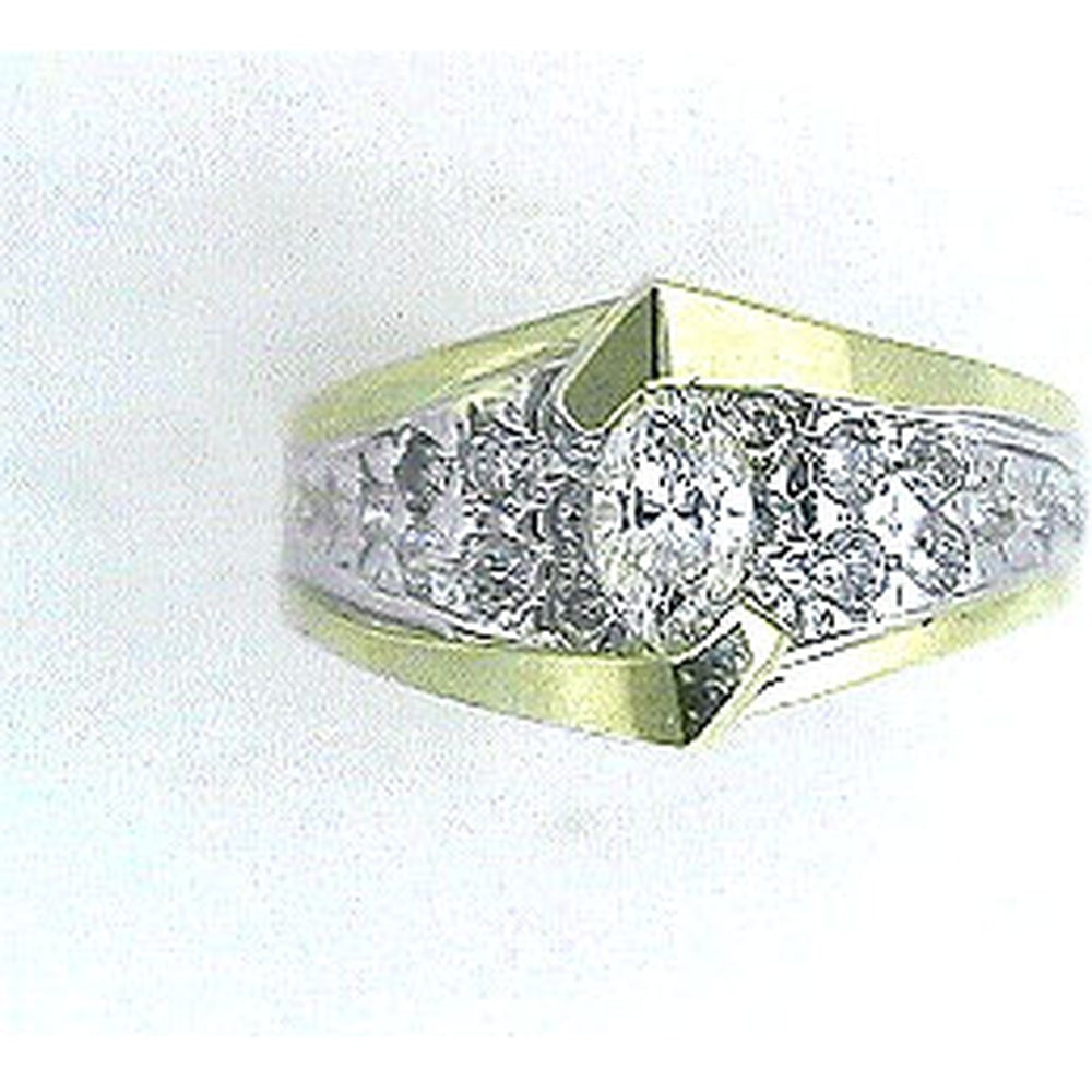 14K Yellow Gold 3-Stone Engagement Ring with Marquise Center and Round Diamond Accents - 0.93 Carat Total Diamond Weight - Royal Jewelry