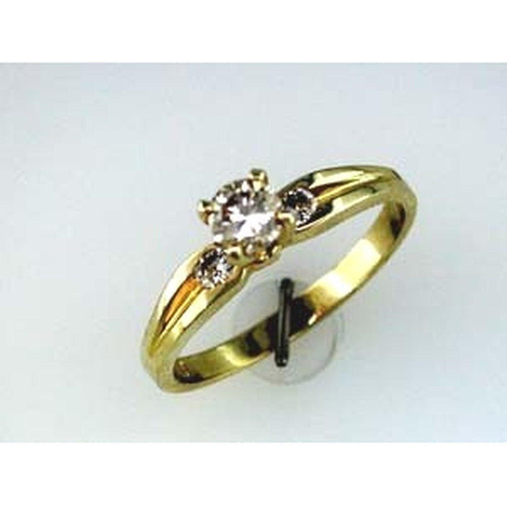 14K Yellow Gold 3-Stone Engagement Ring with Prong-Set Round Diamonds - 0.35 Carat Total Diamond Weight - Royal Jewelry