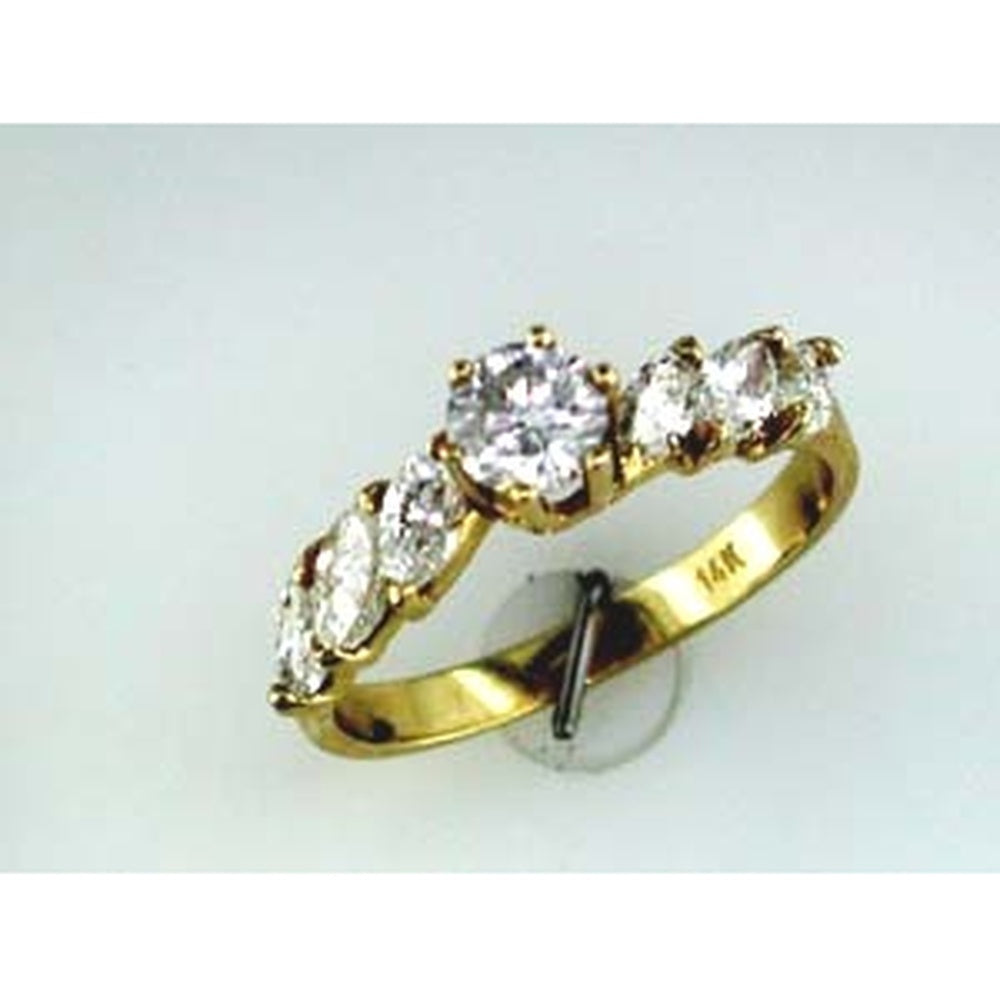 14K Yellow Gold 3-Stone Engagement Ring with Prong-Set Round Diamonds - 1.14 Carat Total Diamond Weight - Royal Jewelry