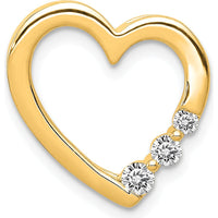 14K Yellow Gold 3-Stone Heart Slide Pendant with Round Diamonds - 0.15 Carat Total Diamond Weight by Oro Pregiato