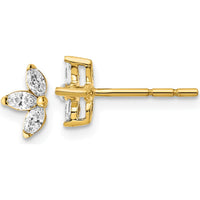 14K Yellow Gold 3-Stone Marquise Diamond Earrings - 0.195 Carats Total Diamond Weight by Monteluci Fine Jewelry