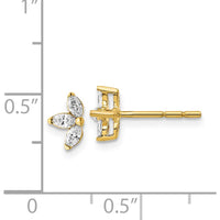 14K Yellow Gold 3-Stone Marquise Diamond Earrings - 0.195 Carats Total Diamond Weight by Monteluci Fine Jewelry