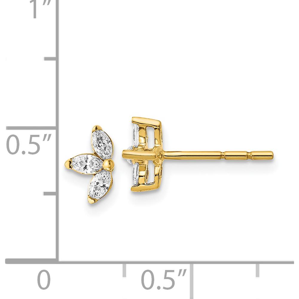 14K Yellow Gold 3-Stone Marquise Diamond Earrings - 0.195 Carats Total Diamond Weight by Monteluci Fine Jewelry
