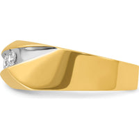 14K Yellow Gold 3-Stone Men's Diamond Ring with Grooved Band and White Rhodium Accents - 1/3 Carats Total Diamond Weight by IBGoodman