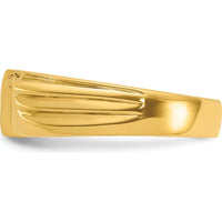 14K Yellow Gold 3-Stone Men's Diamond Ring with Polished Grooved Band - 1/5 Carat Total Diamond Weight by IBGoodman