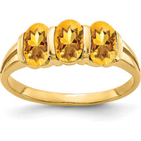 14K Yellow Gold 3-Stone Oval Citrine Ring - 0.40 Carat Total Citrine Weight by Monteluci Fine Jewelry