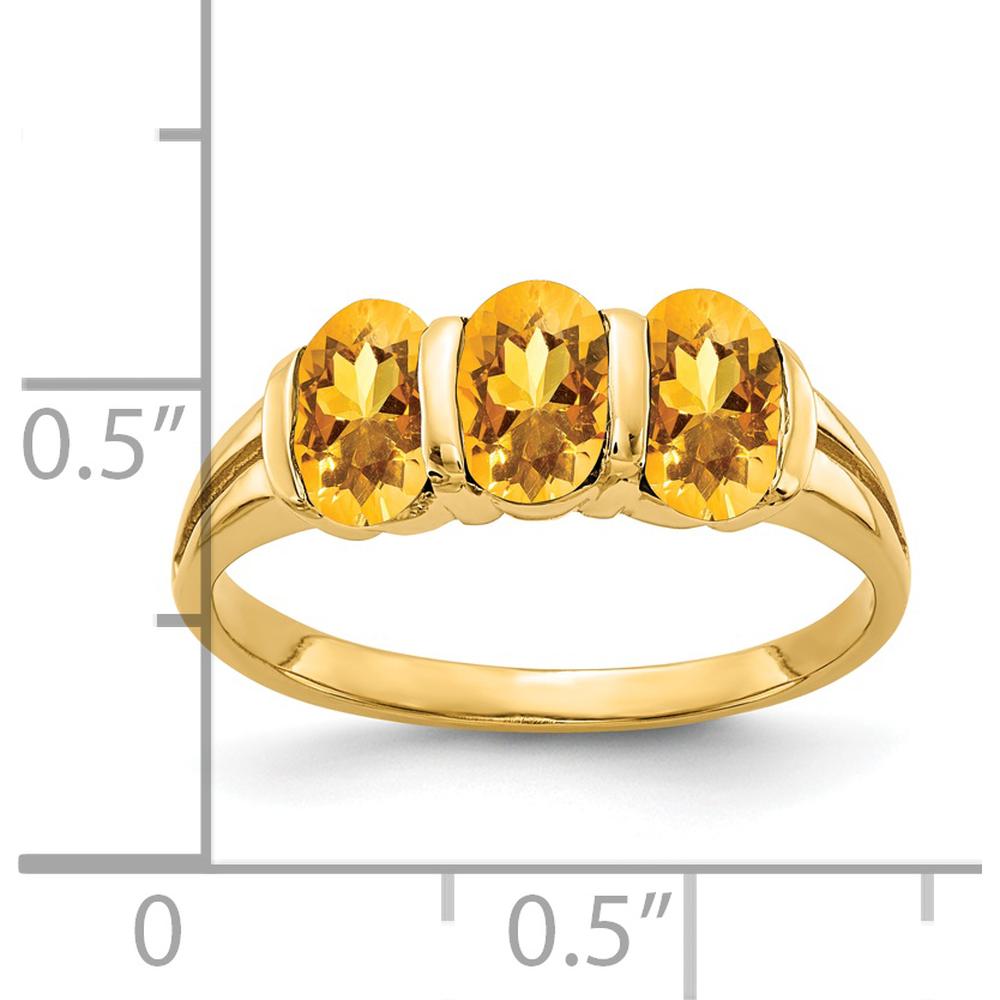 14K Yellow Gold 3-Stone Oval Citrine Ring - 0.40 Carat Total Citrine Weight by Monteluci Fine Jewelry