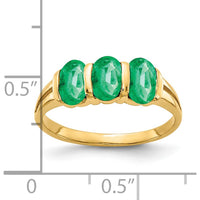 14K Yellow Gold 3-Stone Oval Emerald Ring - 1.26 Carat Total Gem Weight by Monteluci Fine Jewelry